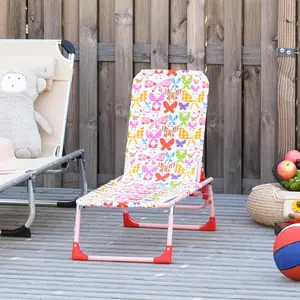 Buy Outsunny Lounge Chair for Kids Recliner Foldable Portable with Adjustable Backrest Outdoor Beach Pool Camping 118 x 40 x 24cm