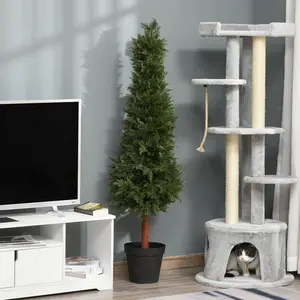 Buy Outsunny Set Of 2 150cm/5FT Artificial Cedar Pine Trees Decorative Cypress Plant Fake Conifer Tree w/ Heavy Pot Indoor Outdoor Home Office