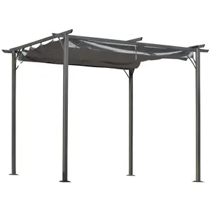 Buy 3 x 3(m) Metal Pergola with Retractable Roof, Garden Gazebo Metal Pergola Canopy. Outdoor Sun Shade Shelter for Party BBQ, Grey
