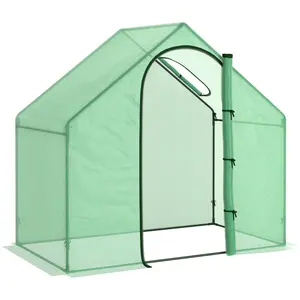 Buy Walk In Tomato Greenhouse Garden Outdoor Mini Greenhouse Flower Planter Steel Frame with Zipped Door & Window, PE Cover, 180 x 100 x 168CM, Green
