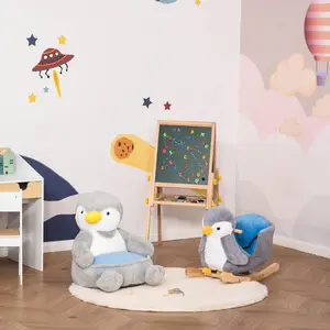 Buy Kids Sofa Chair Children Plush Armchair Stuffed Cute Penguin Toy Support Seat Learning Baby Nest Sleeping Cushion Bed 59 x 50 x 59cm Grey