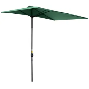 Buy Balcony Half Parasol Semi Round Umbrella Patio Crank Handle (2.3 m, Green)- NO BASE INCLUDED