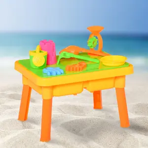 Buy Sand and Water Table Beach Toy Set 2 in 1 Outdoor Activities Playset for Kids with Lid and Accessories Double Compartment Sandpit Sandbox