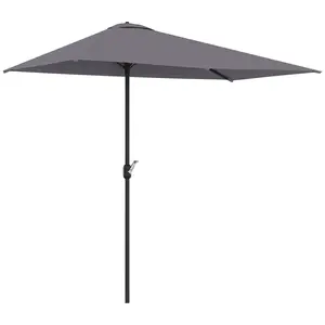 Buy Balcony Half Parasol Semi Round Umbrella Patio Crank Handle (2.3 m, Grey)- NO BASE INCLUDED