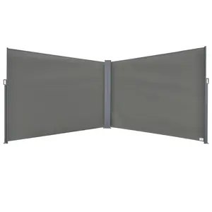 Buy 6 x 2m Retractable Sun Side Awning Screen Fence Patio Garden Wall Balcony Screening Panel Outdoor Blind Privacy Divider - Grey