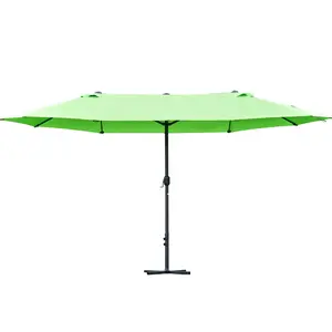 Buy 4.6M Sun Umbrella Canopy Double-sided Crank Sun Shade w/ Cross Base Green