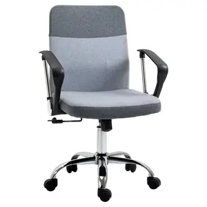 Buy Office Chair Linen Fabric Swivel Computer Desk Chair Home Study Adjustable Chair with Wheels, Grey