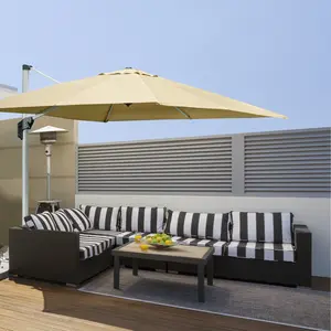 Buy Outsunny 3 x 3(m) Cantilever Roma Parasol with Aluminum Frame Crank & Tilt, 360В&deg;Rotating Garden Umbrella 250g Polyester SunShade with CrossBase Beige