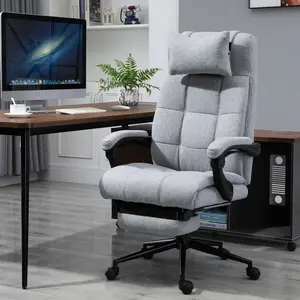 Buy Vinsetto Reclining Home Office Chair Ergonomic Conference Executive Manager Work Support Rolling Swivel with Armrest Lumber and Footrest Light Grey