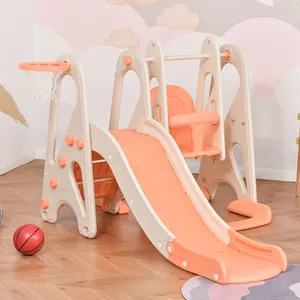 Buy HOMCOM 3 in 1 Design Kids Swing and Slide Set with Basketball Hoop Toddler Playground Play Set Fun Climber Set Activity Center Play Equipment Pink