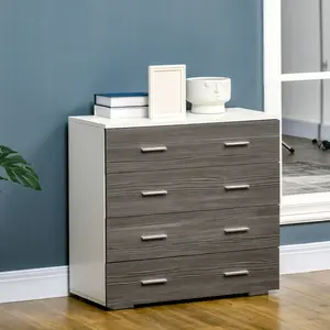 Buy HOMCOM Chest of Drawers, 4 Drawer Dresser, Storage Organizer Unit for Bedroom, Living Room, Grey