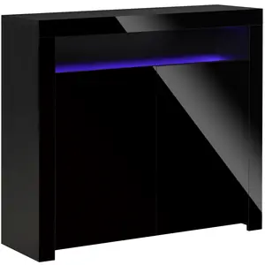 Buy LED Storage Cabinet, Cupboard with High Gloss Front and RGB Lighting, Modern Sideboard for Entryway, Dining Area, Living Room, Black