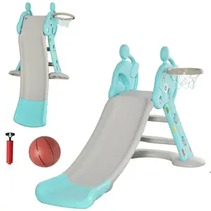 Buy Kids Slide 2 in 1 Toddler Freestanding slide with Basketball Hoop Indoor/Outdoor Use Deer Shaped for 18 months -4 Years Old Blue