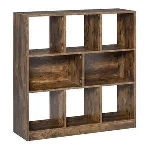 Buy 3-Tier Bookcase, Storage Shelf Unit with Open Compartments, for Living Room, Bedroom, Office, Divider, 97.5 x 30 x 100 cm, Rustic Brown