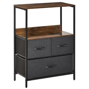 Buy 3 Drawer Storage Chest Unit Home Cabinet w/ Shelves Home Living Room Bedroom Entryway Living Furniture, Black