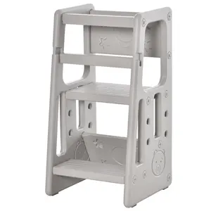 Buy Kids Step Stool, with Adjustable Platform and Non-Slip Mat - Grey