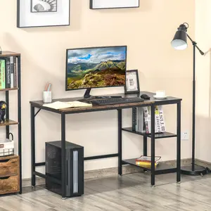 Buy HOMCOM Computer Desk, Home Office Desk for Study, Writing with 2 Storage Shelves on Left or Right, Steel Frame, 120x60x76cm