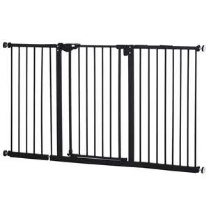 Buy Dog Gate Stair Gate Pressure Fit Pets Barrier Auto Close for Doorway Hallway, 74-148cm Wide Adjustable, Black
