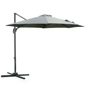 Buy 3(m) Offset Parasol Cantilever Hanging Umbrella 360&deg; Rotation w/ Base Dark Grey