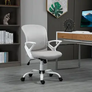 Buy Vinsetto Mesh Office Chair Swivel Desk Task Computer Chair with  Lumbar Back Support, Adjustable Height, Arm for Home, Grey
