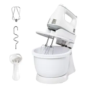 Buy 300W Stand Mixer, Hand Blender with 6 Speed, Electric Hand Whisk, 3.4 Litre Mixing Bowl, Whisk, Dough Hooks and Beater, Stainless Steel