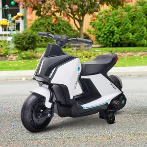 Buy 6V Kids Electric Motorbike Ride On Toy w/ Music Headlights Safety Training Wheels for Girls Boy 2-4 Years White