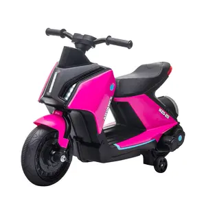 Buy 6V Kids Electric Motorbike Ride On Toy w/ Music Headlights Safety Training Wheels for Girls Boy 2-4 Years Pink