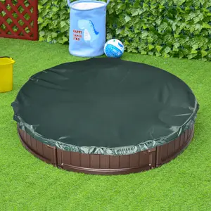 Buy Kids Outdoor Round Sandbox w/ Waterproof Oxford Canopy Bottom Fabric Liner Children Playset for 3-12 years old Backyard Brown