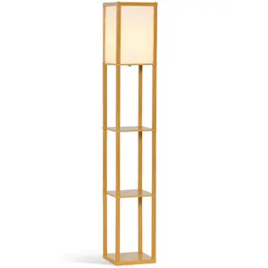 Buy 3-Tier Floor Lamp, Floor Light with Storage Shelf, Reading Standing Lamp with Acrylic Shade for Living Room, Bedroom, Kitchen, Dining Room, Office, Dorm, 160cm, Natural