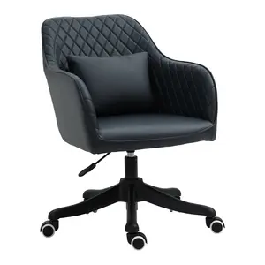 Buy Vinsetto Diamond Pattern Tub Office Chair with Massage Pillow Wheels Adjustable Height Ergonomic Padding Lux Home Style Seat Grey