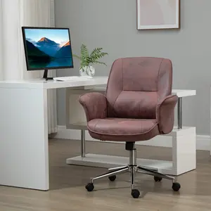 Buy Vinsetto Swivel Computer Office Chair Mid Back Desk Chair for Home Study Bedroom, Red