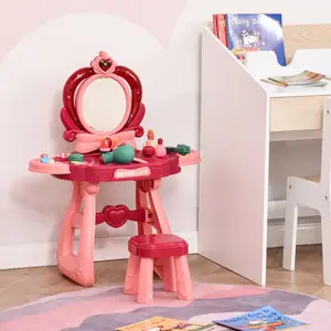 Buy 36 Pcs Children Vanity Musical Dressing Table Kids Magic Glamour Princess Mirror Make Up Desk With Stool Beauty Kit Lights Toy for 3 Years Old