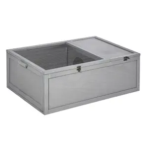 Buy 94 cm Wooden Tortoise House Turtle Habitat Small Reptile Cage Enclosure with Two Room Grey