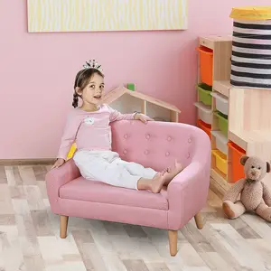 Buy HOMCOM Kids Mini Sofa Children Armchair Seating Chair Bedroom Playroom Furniture Wood Frame Pink