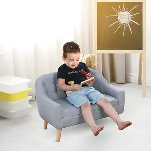 Buy HOMCOM Kids Mini Sofa Children Armchair Seating Chair Bedroom Playroom Furniture Wood Frame Grey