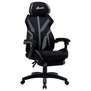 Buy Mesh Office Chair Desk Task Computer Recliner with Footrest, Lumbar Back Support, Swivel Wheels, Adjustable Height for Home, Black Grey