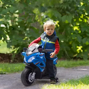 Buy Kids 6V Electric Ride On Motorcycle Police Car Vehicle w/ Lights Horn Realistic Sound Outdoor Play Toy for 18 - 36 months Blue