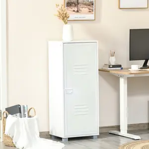Buy Modern 2-Tier File Cabinet, Storage Organizer with Metal Louvred Door for Living Room, Study, Playroom, White