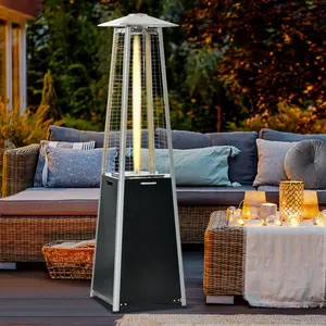 Buy Outsunny 11.2KW Outdoor Patio Gas Heater Freestanding Pyramid Propane Heater Garden Tower Heater with Wheels, Dust Cover, Black, 50 x 50 x 190cm