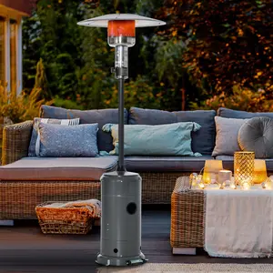 Buy Outsunny 12.5KW Outdoor Gas Patio Heater Freestanding Propane Heater with Wheels, Dust Cover, Regulator and Hose, Charcoal Grey