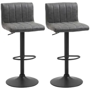 Buy Adjustable Barstools Set of 2, Swivel Counter Bar Chairs, Bar Stools with Footrest, PU Leather, Gas Lift, Grey