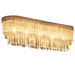 Buy Modern Raindrop Crystal Chandelier, Round Rectangular hanging Ceiling Light, Linear Hanging Lighting with Stainless Steel Base, for Restaurant Kitchen Island Dining Room Hotel, Silver