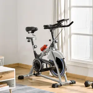 Buy HOMCOM Indoor Cycling Exercise Bike Quiet Drive Fitness Stationary, 15KG Flywheel Cardio Workout Bicycle, Adjustable Seat& Resistance, w/LCD Monitor