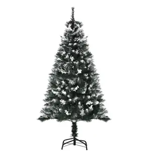 Buy 5FT Artificial Snow-Dipped Christmas Tree Xmas | Home Home Indoor Decoration | Removable Stand w/ White Berries Star Topper Branch Green