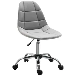 Buy Ergonomic Office Chair with Adjustable Height and Wheels Velvet Executive Chair Armless for Home Study Bedroom Grey