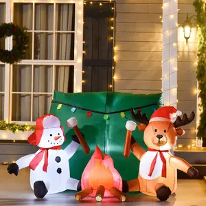 Buy 3.5FT Christmas Inflatable Snowman with Deer Camping, LED Lighted for Home Indoor Outdoor Garden Lawn Decoration Party Prop