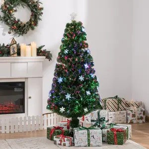 Buy 5FT Prelit Artificial Christmas Tree Fiber Optic LED Light Holiday Home Xmas Decoration Tree with Foldable Feet, Green