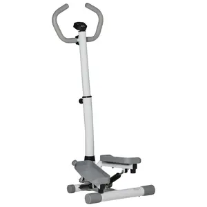 Buy Adjustable Twist Stepper Aerobic Ab Exercise Fitness Workout Machine w/ LCD Screen, Height Adjust Handlebars for Home Gym, White and Grey