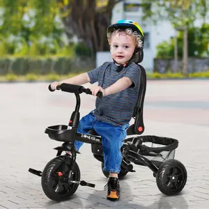 Buy 4 in 1 Baby Tricycle Toddler Stroller Foldable Pedal Tricycle w/ Reversible Angle Adjustable Seat Removable for 1-5 Years - Grey