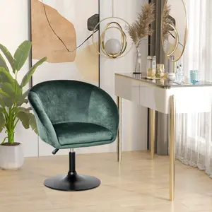 Buy HOMCOM Swivel Bar Stool Fabric Dining Chair Dressing Stool with Tub Seat, Back, Adjustable Height, Green